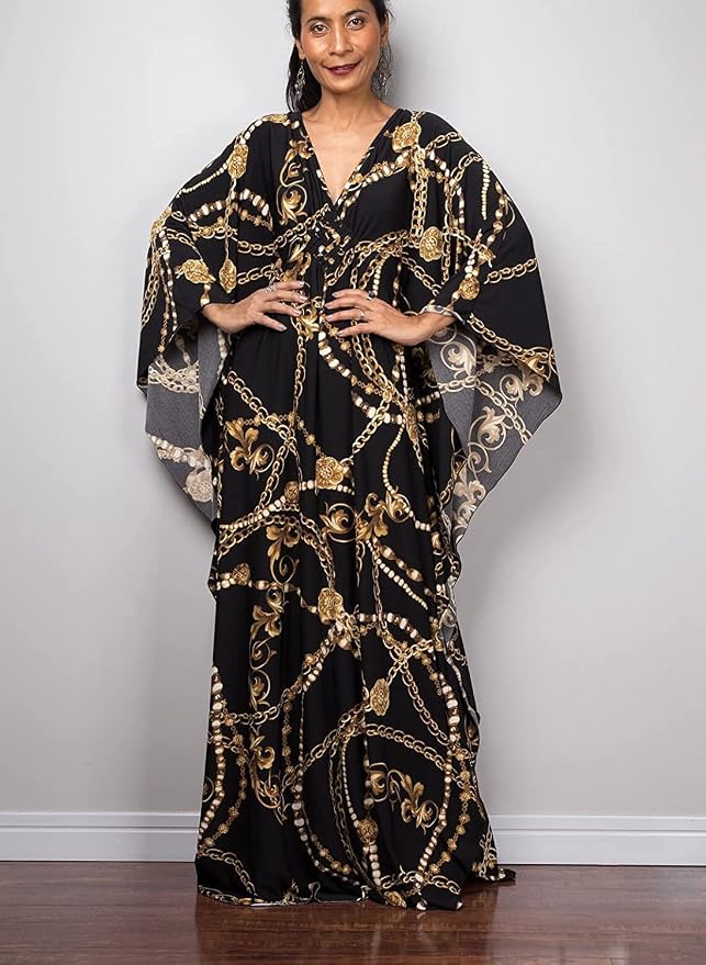Venasha Womens Caftan Floral Print Kaftan Dress Short Sleeve Swimsuit Cover up Loungewear for Summer