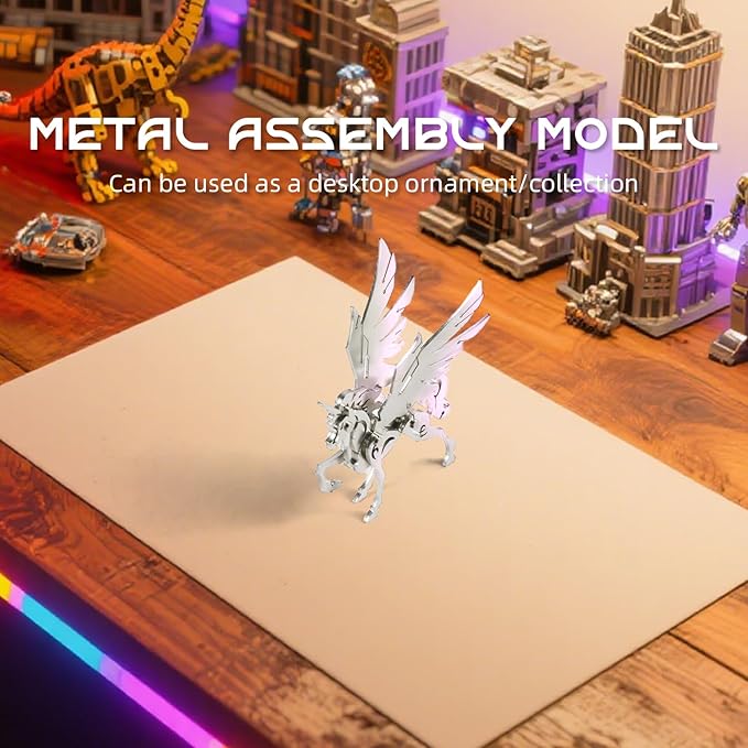 Mythical Unicorn 3D Metal Puzzle Model for Adults, DIY Animal Sculpture 3D Model Kit Immersive Creative Building Model Art Desk Decor