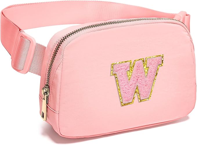 Gitus Customizable Gifts for Girls Age 6-8 8-10 Belt Bag Fanny Pack with Initial for Girls Birthday Gifts for Teenager Girls Teen Girl Gifts Trendy Stuff （Light Pink-W）