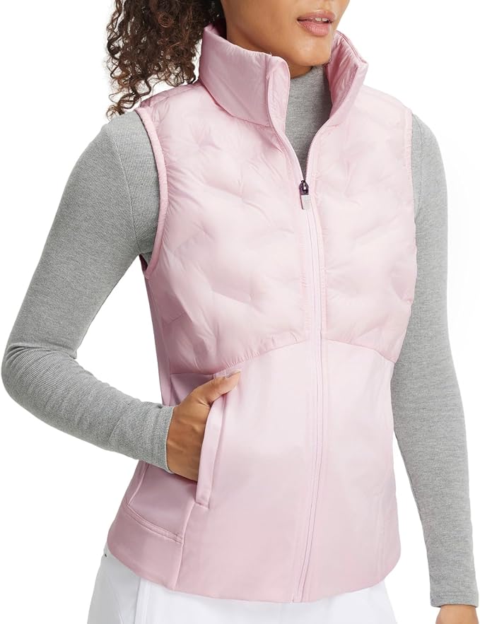 Puffer Vests Womens Lightweight Stand Collar Slim Fit Winter Sleeveless Jacket for Women with Golf Hiking