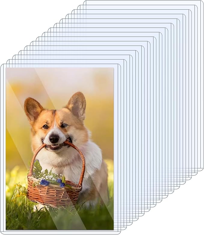 15 Pack Rigid Print Protectors 5" x 7" Clear Photo Protectors Hard Plastic Photo Sleeves Top Loading Card Plastic Sleeves