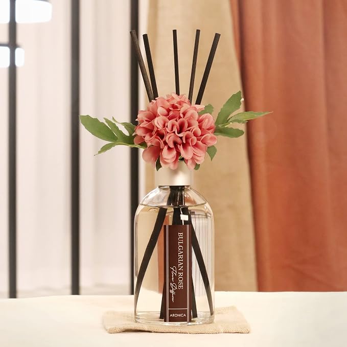 Aronica Flower Air Fresheners For Home, Sweet Rose Scent Room Non Plug In, Desk Reed Diffuser, Pink Air Freshener For Bathroom