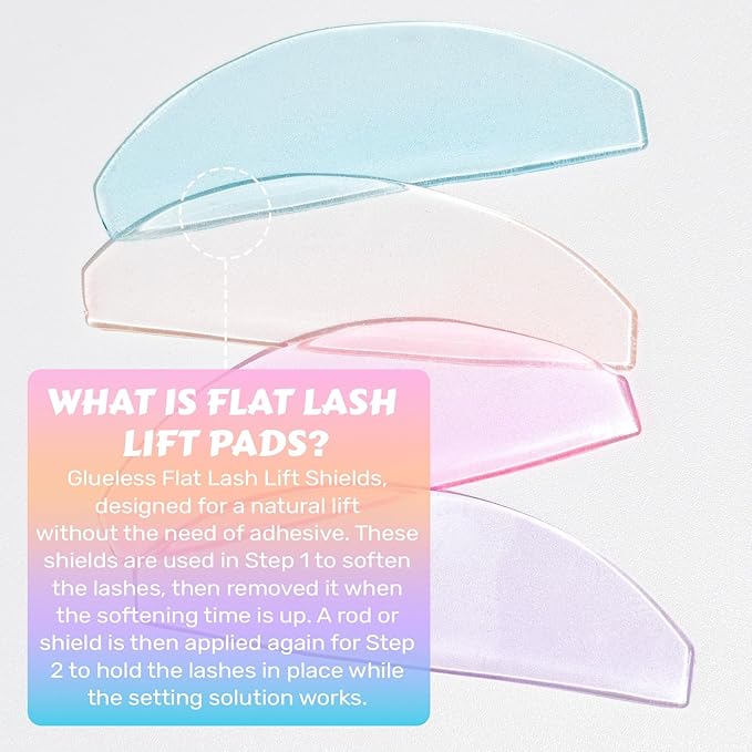 Lash Lift Shields Flat, Lomansa Korean Lash Lift Pads Super Sticky Glueless For NO.1 Perm Soften Lash Lift Rods (Purple)