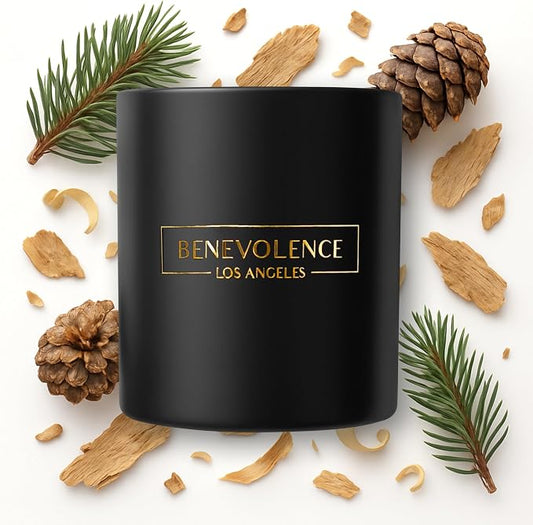 Benevolence LA Premium Pine Wood Scented Candle – Long-Lasting, 45-Hour Burn – Luxury Natural Soy Candle for Home – Aromatherapy & Room Decor – 8oz