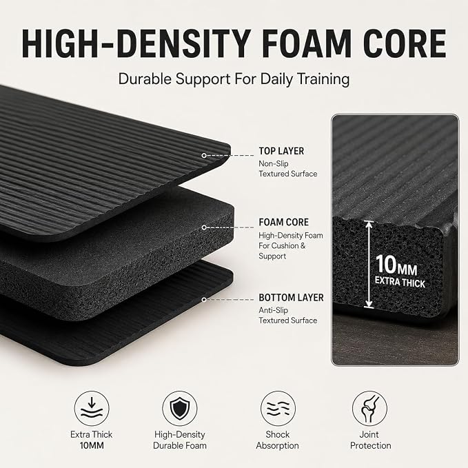 Non Slip Yoga Mat, Extra Thick TPE Exercise Mats for Home Workout with Carrying Strap, Durable Anti-Tear Fitness Mat for Pilates Stretching Gym