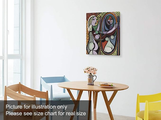 Niwo ART - Girl before a Mirror, World's Most Famous Paintings Series, Canvas Wall Art Home Decor, Gallery Wrapped, Stretched, Framed Ready to Hang (20"x16"x3/4")