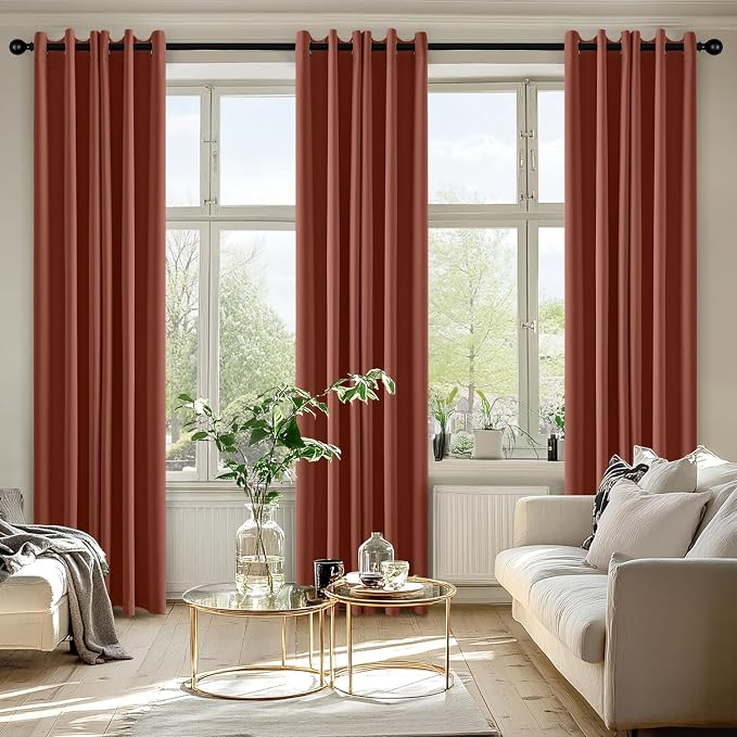 MIULEE Fall Blackout Curtains for Bedroom 2 Panels 40"x84" Long Terracotta | Thermal Insulated, Living Room Darkening Grommet Drapes, Noise Reducing, Light Blocking Window Treatments