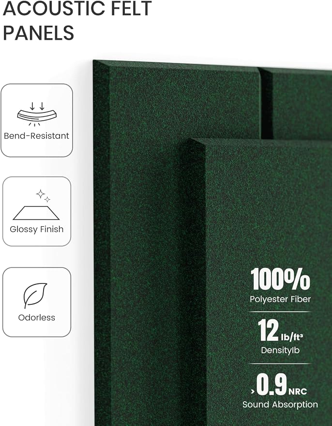 Fluxynara 48" x 36" Large Felt Bulletin Board, Pine Green | 12 Pack Cork Board Alternative with 60 Safe Adhesive Tabs, Pin Boards for Wall Decor, Home, Office, Classroom,Dorm