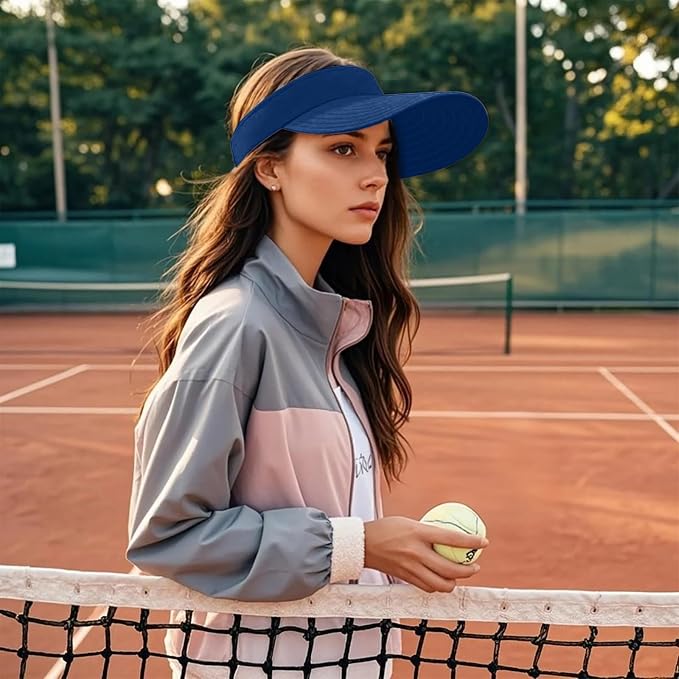 WANDER Sun Visor Hats for Women Wide Brim UV Protection Adjustable Large Golf Beach Cap Packable Travel Sport Visor