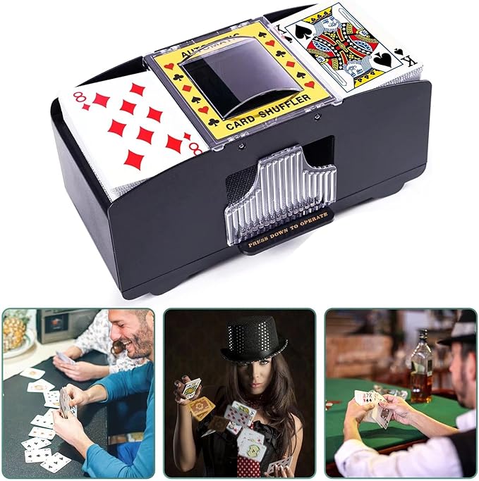 Automatic Card Shuffler 2 Deck, Battery Operated Card Dealer Machine, Electric Casino Card Shuffler for UNO, Blackjack, Texas Hold'em, Home Card Games