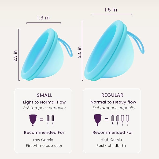 Ecoblossom Reusable Menstrual Disc - Menstrual Cup - Soft Period Disc for Women Designed with Flexible, Medical-Grade Silicone Period Cup (Small, Cyan)