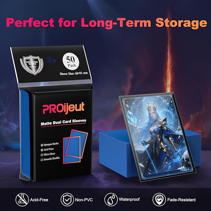 200 Pack Card Sleeves, Matte Dual Trading Card Sleeves with Opaque Back & Smooth Shuffle, Tear Resistant Card Protectors for MTG, TCG and Game Cards (Wisdom Blue)