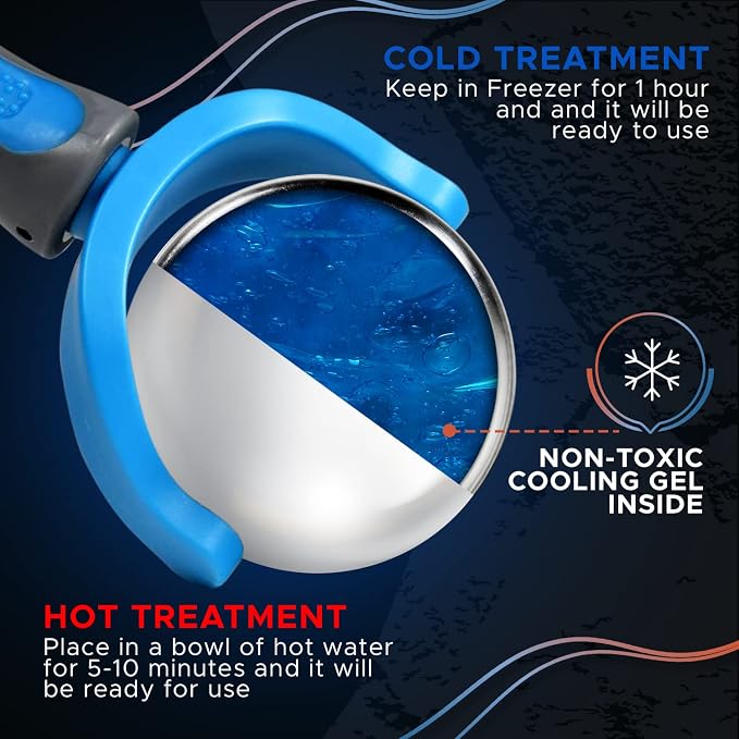 PRIME Fitness Cold Massage Roller Ball | Cold Therapy | Ice Roller Ball with Handle | cryo Stick | Relieve Muscle Pain (Blue)