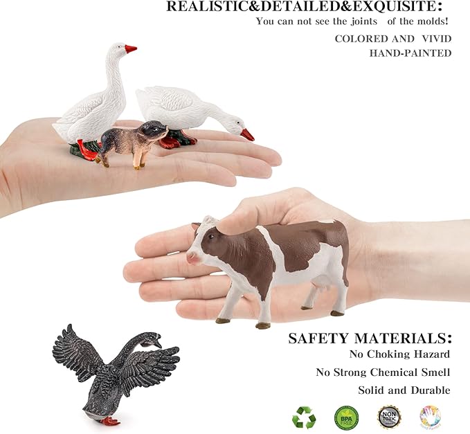 LC JoyCre 5PCS Goose Toy Goose Figurine Cow Toy Piggy Animal Figure for Toddlers Preschool Animals Figures Eduactional Project Diorama Model for Kids 3 4 5 6
