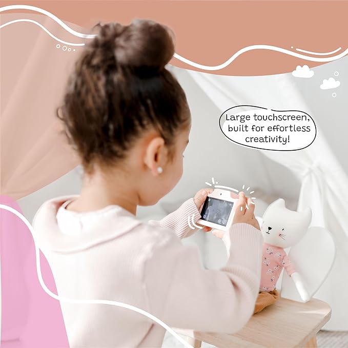 Kidamento Kids Digital Camera & Video Camcorder with Touchscreen, Soft Silicone Casing, Detachable Lens Cap, 32GB Memory Card - Model K Meowie The Cat