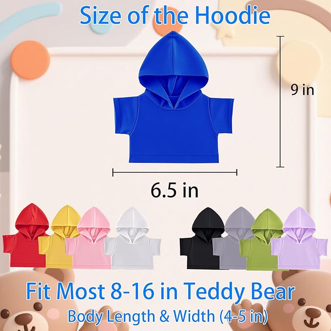 12 Pcs Personalized Teddy Bear Clothes with Photo Text, Custom Stuffed Animal Clothing Fit 8-16inch Stuffed Bear Clothes, Personalized Doll Clothing Make Your Own Plush Doll Shirt