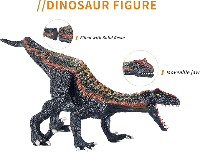 Large Realistic Tyrannosaurus Rex Toy, 15.7 inch and 11 inch T-REX Dinosaur Colletion, Kids' Play Dinosaur & Prehistoric Creature Figures with Moveable Jaw, Red, Ages 8+