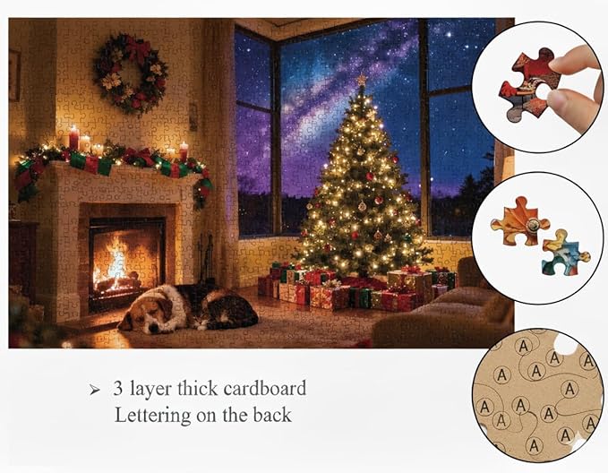 1000 Pieces Jigsaw Puzzles for Adults, Christmas Series - Festive Holiday Art, Fun Family Game, Best Xmas Gift Idea & Home Decoration, Large 28" x 20" （Warm Hearth）