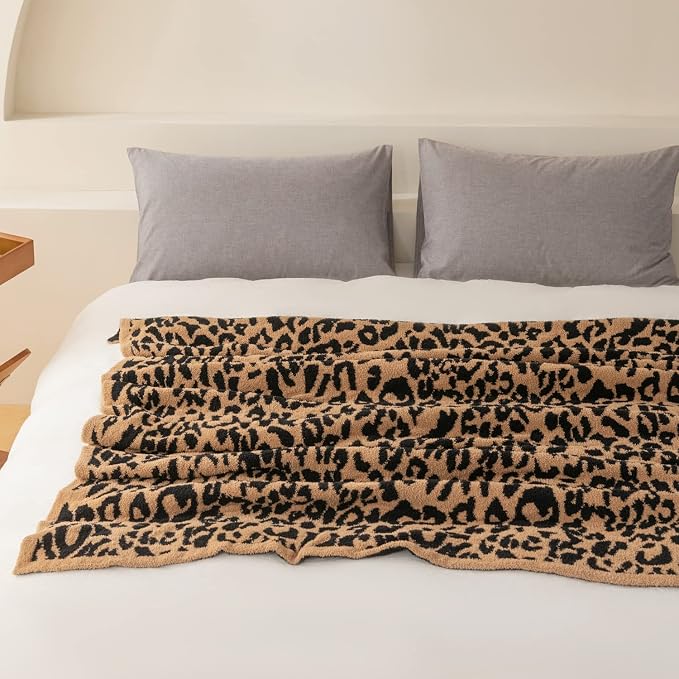 MH MYLUNE HOME Ultra Soft Leopard Throw Blanket Plush, Brown, 50"x60" | Reversible Cheetah Print Blanket, Comfy Fluffy Fuzzy Plush Blanket Throws for Couch Bed, Cozy Blankets for Women Gift