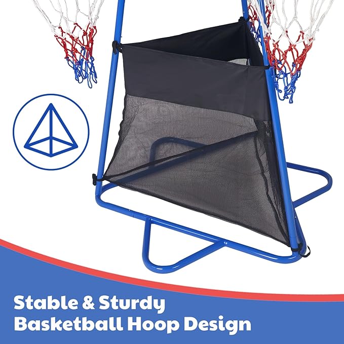 Garvee 4 Hoop Basketball Set for Toddlers, Indoor & Outdoor Play, Preschool Toy for Ages 3+, Includes 4 Basketballs and Air Pump, Fun Basketball Game for Kids