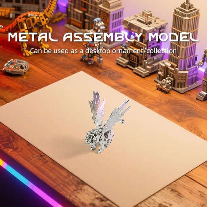 Mythical Manticore Type 3D Metal Puzzle Model for Adults, DIY Lion Building Model Kit, Fantasy Building Figurine for Gamers or Desk Metal Decor