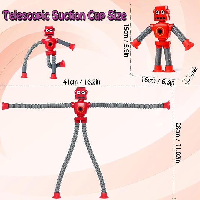 20 Pack Telescopic Suction Cup Robot Toy, Stretchy Giraffe SuctionAnimal Autism Sensory Toy for Toddlers, Travel Essential, Educational Classroom Treasure Box, Stretchy Robots Party Favors