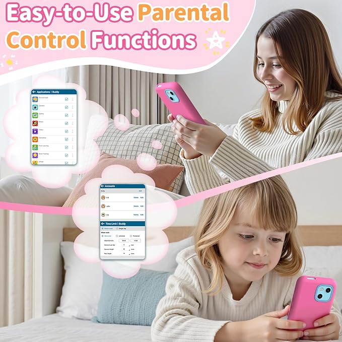 MOMILLA Kids Toys Smart Phone with Dual Camera, 3.97" Touchscreen, 200+ Educational Games, Learning Toys with Parental Control for Ages 3-8