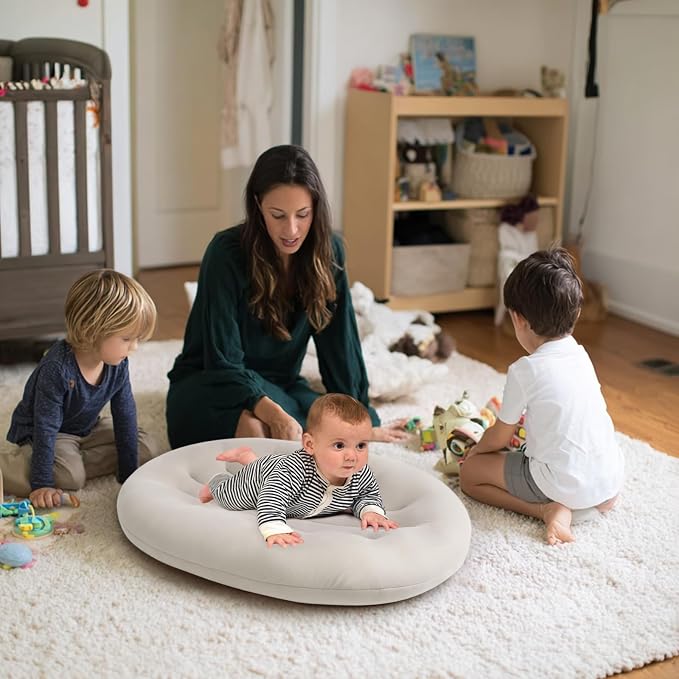 Baby Lounger for Newborn: Portable & Lightweight Pillow for Tummy Time Playtime & Diaper Changes - Skin-Friendly & Breathable for 0-12 Month Supervised Use