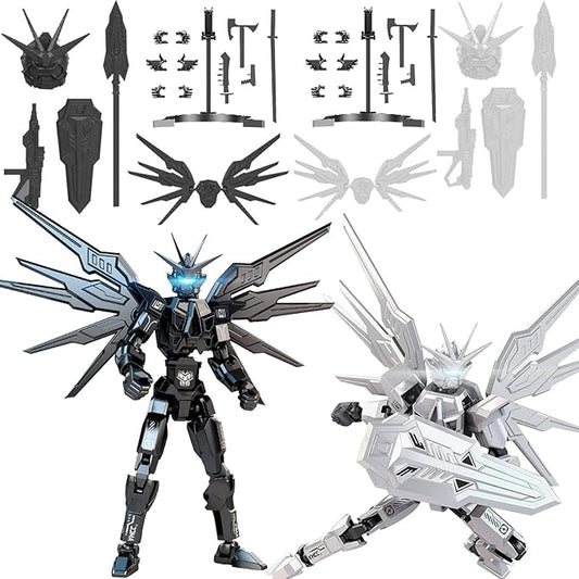 Already Assembled T13 Action Figure 2Pack Sets, 3D Printed Multi-Jointed Movable,Desktop Decorative Toy,Nova 13 Action Figure for Collectors Desktop Decorations (Black White)