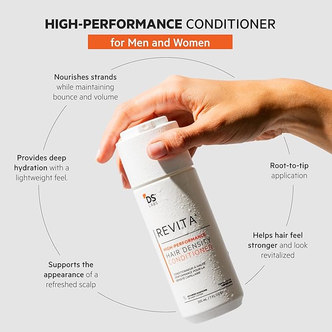 DS Labs For Men & Women Revita Conditioner - Scalp Refreshing Hydration for Fuller Looking, Weightless Hydration, Caffeine, Turmeric, Sulfate & Silicone Free, Color Safe, 205 mL | High-Performance, Strengthening, Thickening, Volumizing, Fuller