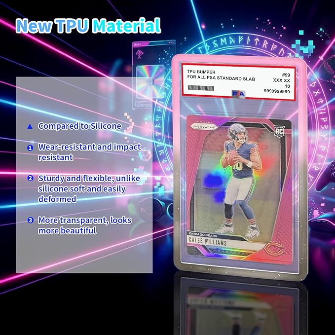 NAKIS Slab Guard for PSA Graded Cards, 5-Pack TPU Slab Protector Graded Guard Bumper Guard for PSA Graded Card Only, Gradient Color Glitter Limited Edition, (5) Multi-Color