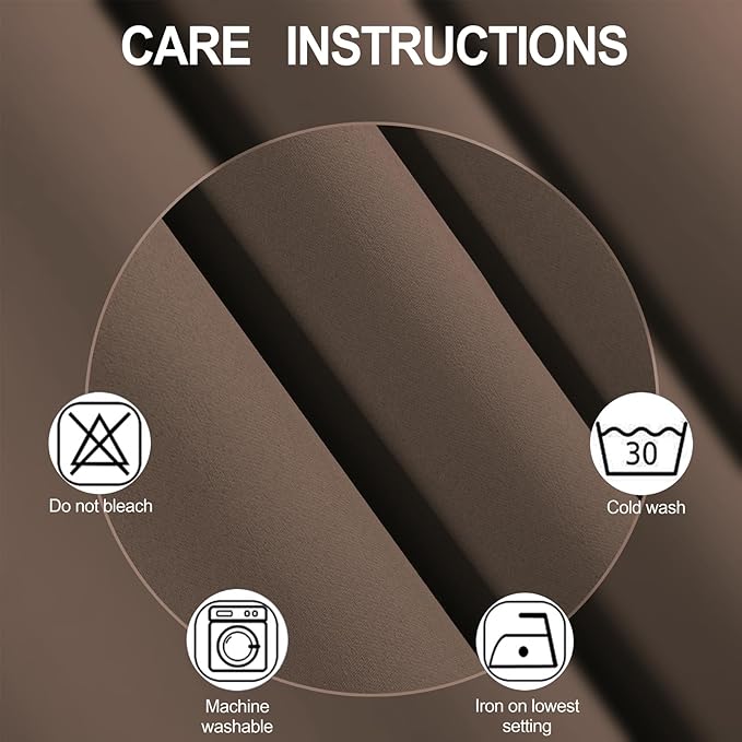 LEMOMO Chocolate Brown Blackout Curtains 34 x 63 Inch Length/Set of 2 Curtain Panels/Thermal Insulated Room Darkening Blackout Curtains for Bedroom
