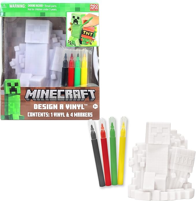 Tara Toys Minecraft Design A Vinyl™ Toy Figure with Washable Markers, 5-Pieces, 3 Years and Up