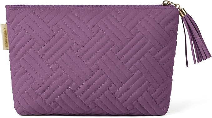 BAGSMART Small Makeup Bag, Elegant Cosmetic Pouch with Tassel, Soft Water-Resistant Travel Organizer for Women, Cosmetics & Everyday Essentials