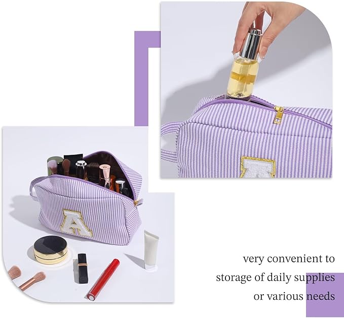 YOOLIFE Travel Makeup Cosmetic Bag - Personalized Monogram Cute Initial Makeup Bags Cosmetic Toiletry Bag Pouch Make Up Case for Women Her Best Friend Friendship Teacher, Birthday Gifts for Women V