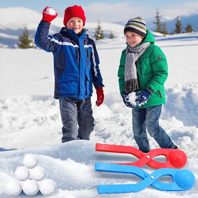Snow Toys, Snowball Maker Snow Ball Shaper Molds with Handle for Kids Outdoor Indoor Winter Snowball Fight Maker Tool Clip Snow Games for Toddlers Boys Girls Ages 4 5 6 7 (Set of 2,Green,&Ocean Blue)