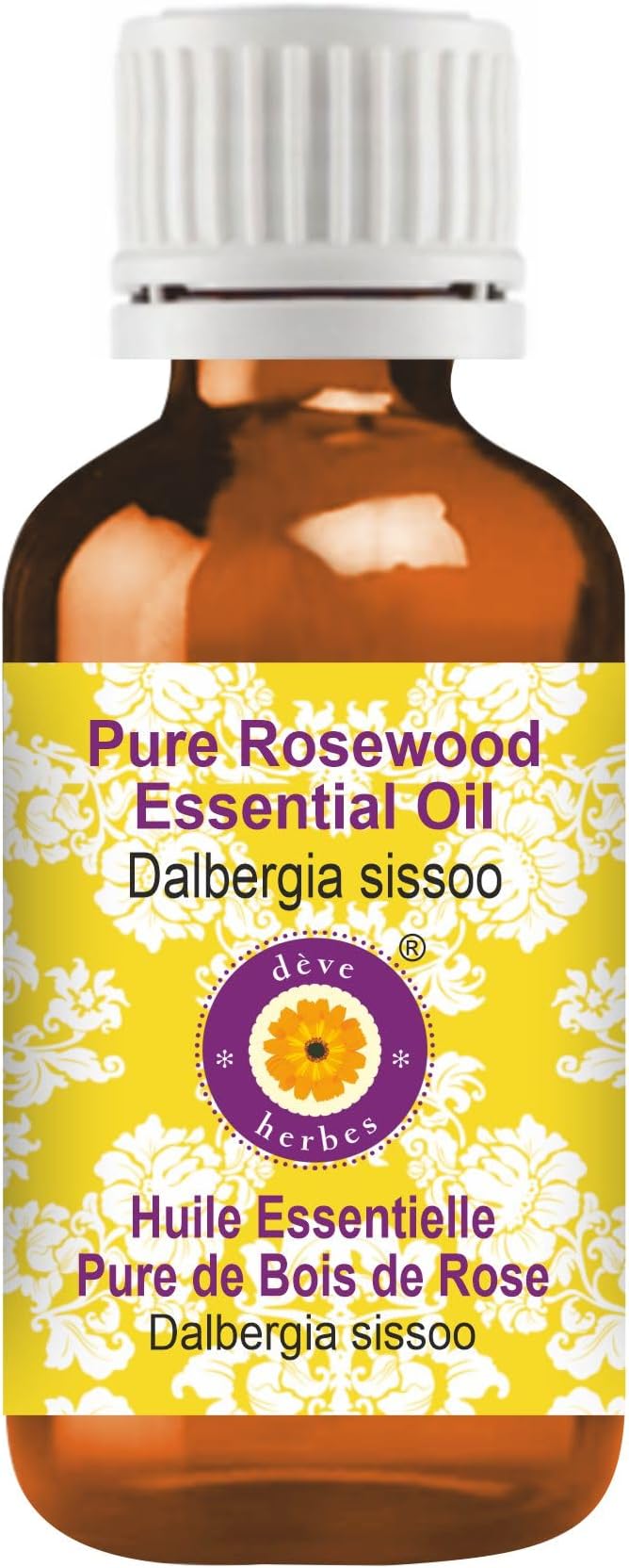dève herbes Rosewood Essential Oil (Dalbergia Sissoo) Pure | Non-Sticky | Non-Greasy | Lightweight | Men & Women | All Skin Types | Steam Distilled 100ml (3.38 oz)
