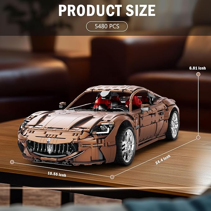 Sports Car Building Blocks Set for Adults, Remote Control 1:8 Racing Car Vehicle Toy Model Building Kit for Kids, 11009, Creative Gifts for Boys Girls Adults 14+ (5480PCS)