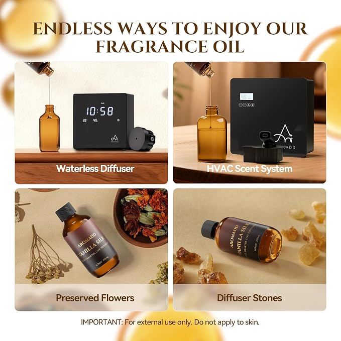 AROMADD AROMADD Vanilla Silk Hotel Diffuser Oil Inspired by Luxury Hotel Collection Scent, Warm Sandalwood & Amber Aroma, Premium Fragrance Oil for Waterless Diffusers, Long-Lasting,6.76 fl oz(200 mL)