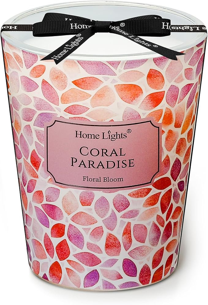 HomeLights Coral Paradise Scented Candles | 6.7oz Soy Candles Bohemian Natural Textures Large Candle Jars | Ideal Candle Gifts for Events, Home Decor Stress, Relief & Relaxation
