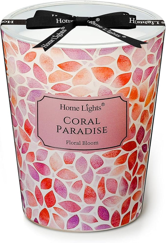 HomeLights Coral Paradise Scented Candles | 6.7oz Soy Candles Bohemian Natural Textures Large Candle Jars | Ideal Candle Gifts for Events, Home Decor Stress, Relief & Relaxation