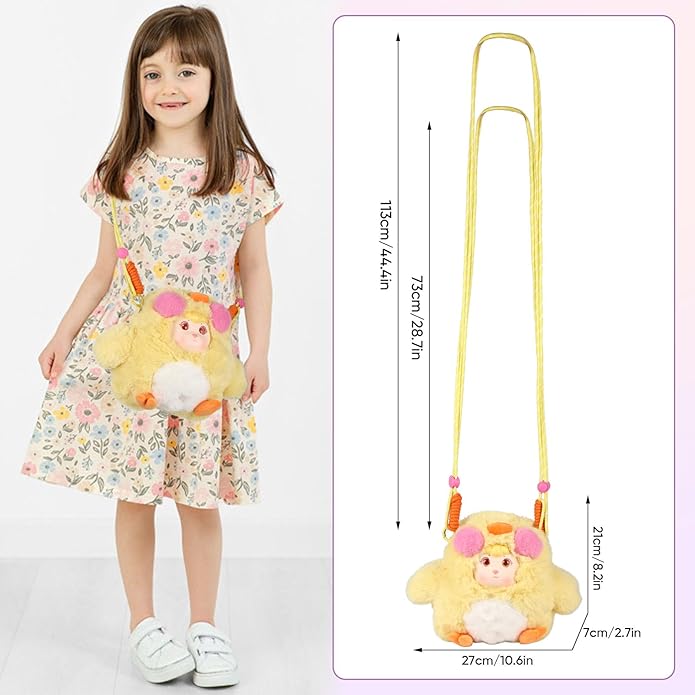 9inch Plush Bag Collection Crossbody Bags, Cute Girl Purses Fun & Unique Handbag Plush Shoulder Bag with Strap, Pockets