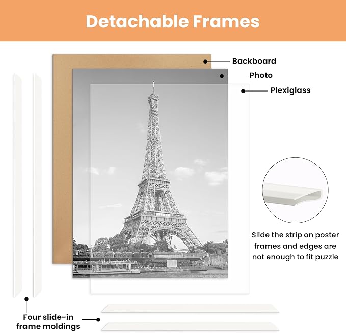 upsimples 12x16 Poster Frame, Easy Slide-In Assembly, White, 3 Pack | Gallery Wall 12 x 16 Picture Frames Set for Family, Wedding, Christmas, Easy to Change Photos