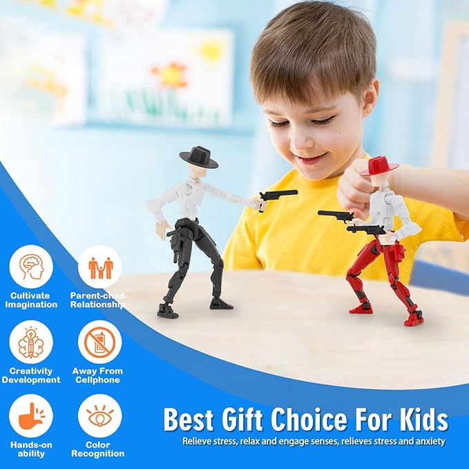 Titan 13 Action Figure, Cowboy Already Assembled Dummy 13 Action Figures for Boys, 2-Pack 5.4 inches T Lucky 13 Action Figure, Figura de acción t13, Black & Red