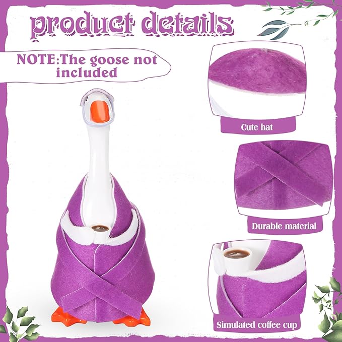Soulchen 7" Desk Goose Tired Granny Mamma Robe Self Care Outfit Mini Tired Granny Mamma Robe Desk Geese Outfit Goose Cloth Cute Costume for 7 Inch Geese Figurine Desktop Home Decoration(Purple)