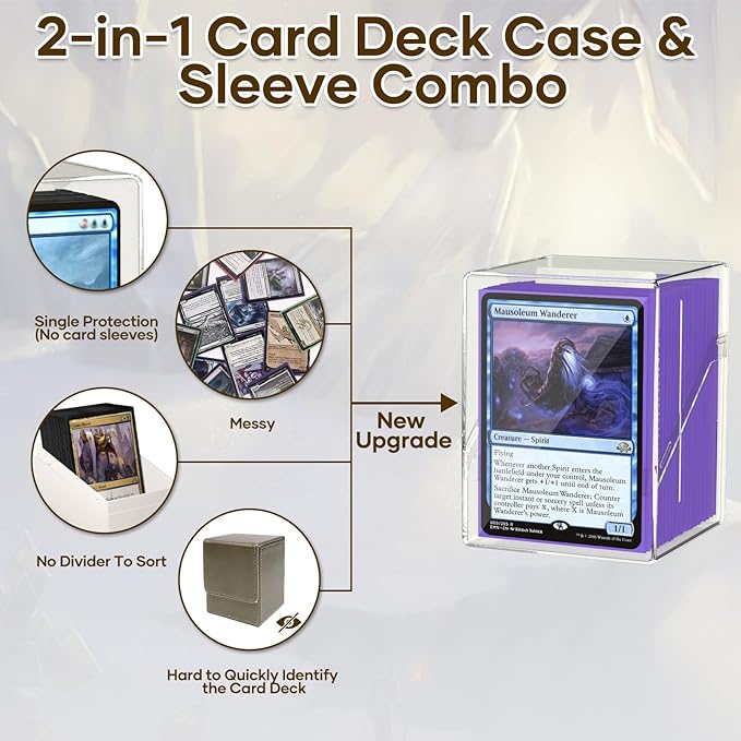 YSCare 6 Pack Card Deck Boxes, Clear Commander Deck Case with 600Pcs Card Sleeves and Dividers, Standard Size Cards Storage Box Perfect Fit for MTG, Sport, Trading Cards (6 colors)