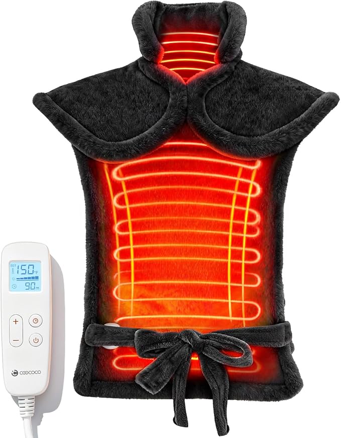 CooCoCo Heating Pad for Neck and Shoulders and Back Pain Relief, HSA Eligible 24"x37" Electric Heat Pad, Auto Shut Off, ETL Certified, Black