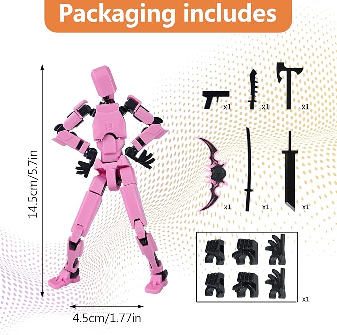 Action Figure Set, Model 13 Action Figure Multi-Jointed Movable,Gift Box Packaging, a Great for Loved Ones and Friends. (Pink)