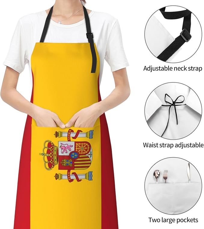 Cute Flag Kitchen Cooking Aprons for Women Men Adjustable Patriotic Flag Apron with 2 Pockets for Home Kitchen Garden