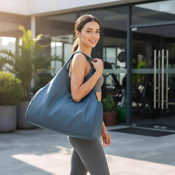 Forestfish Yoga Gym Bag For Women With Shoes Compartment & Wet Dry Storage Pockets Lightweight Duffel Bag, Navy